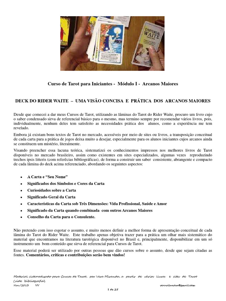 Curso de Tarot para Iniciantes: Módulo I | PDF | Amor | Justiça