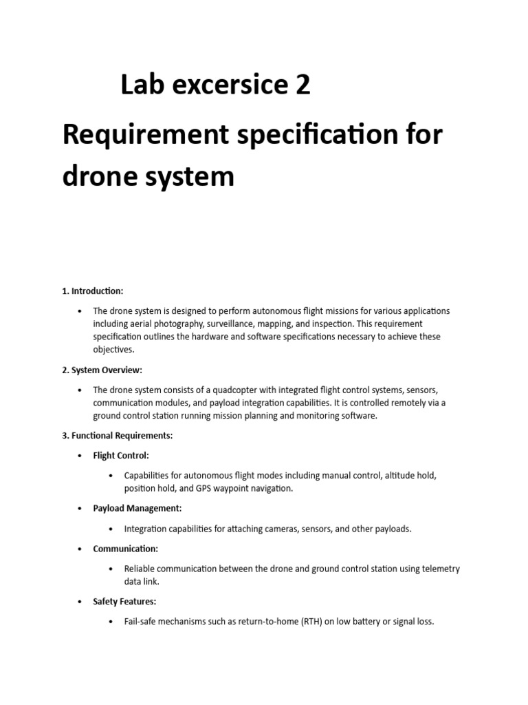 Drone System Requirement Specification | PDF | Unmanned Aerial Vehicle ...