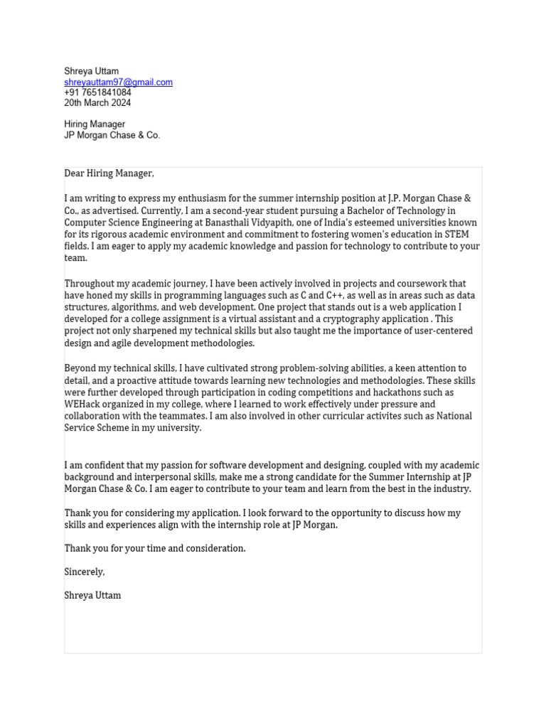 Cover Letter Template PDF