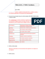 Tema 6: VIDA SANA. 3º ESO. Cuestiones.: 1. Define Salud (Según OMS)