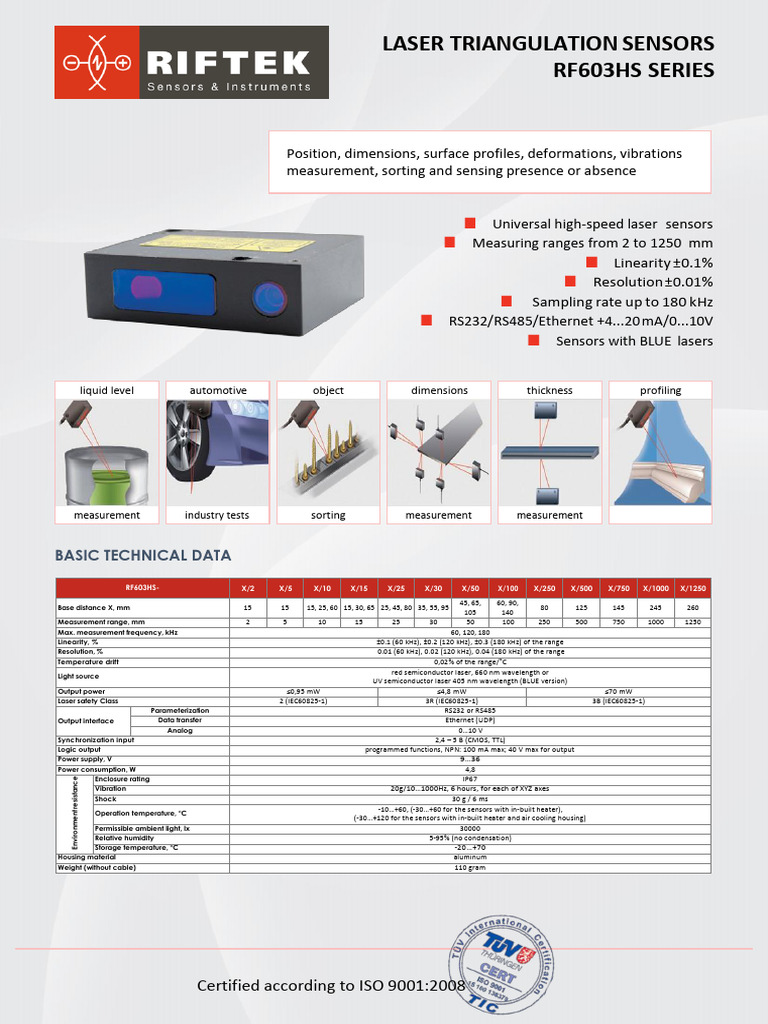 High-Speed Laser Triangulation Sensors | PDF | Laser | Sensor