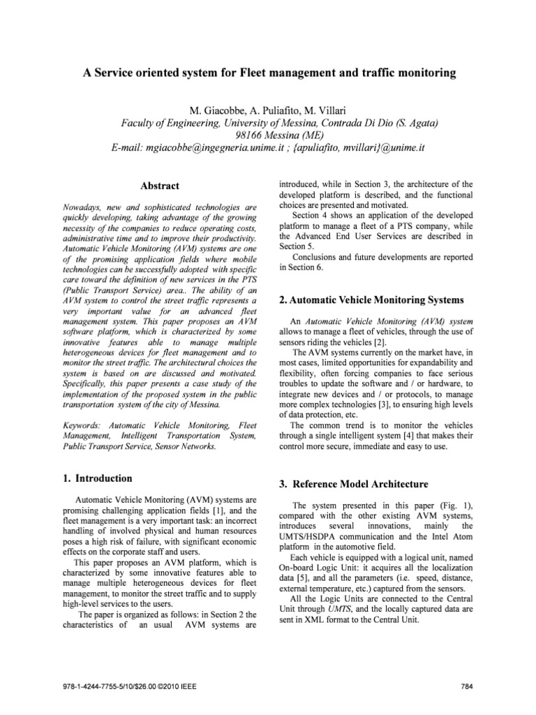 A Service Oriented System For Fleet Mana | PDF | Usb | Telecommunications