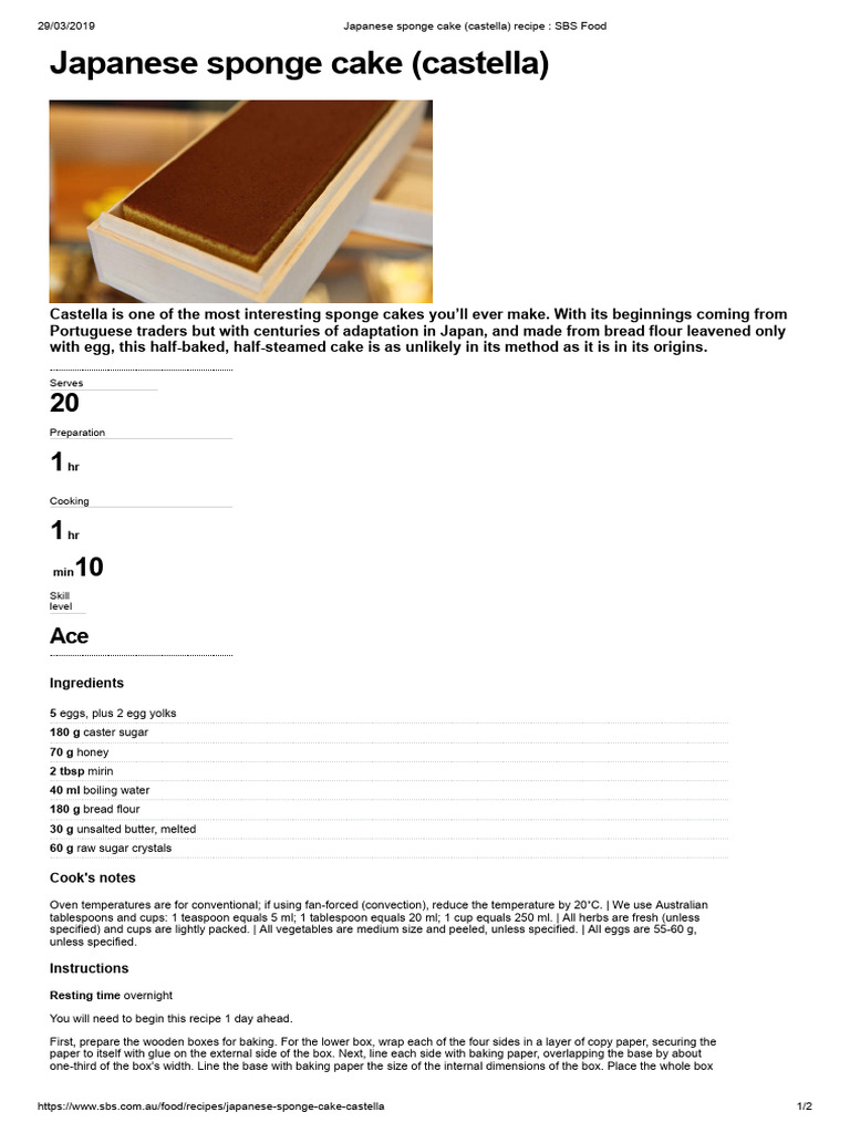 Japanese Castella Sponge Cake Recipe | PDF | Cakes | Baking