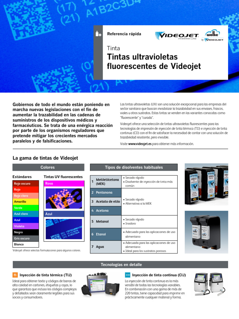Ss Quick Reference Uv Inks Pharma Line Es | PDF | Ultravioleta | Tinta