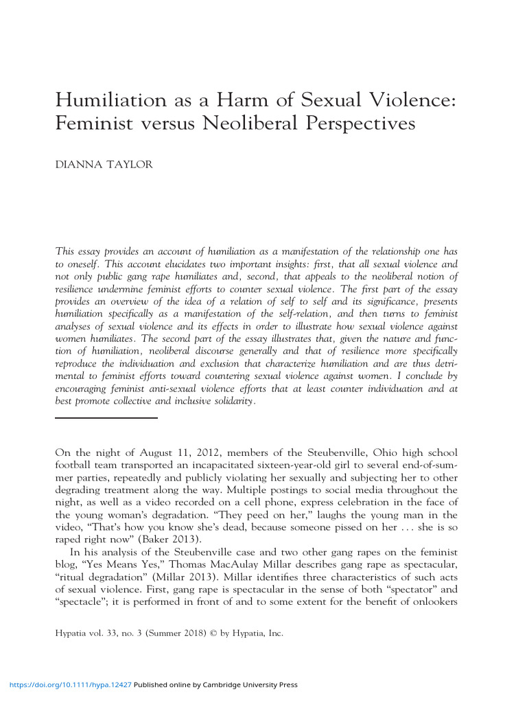 Humiliation in Sexual Violence Discourse | PDF | Rape | Psychological ...