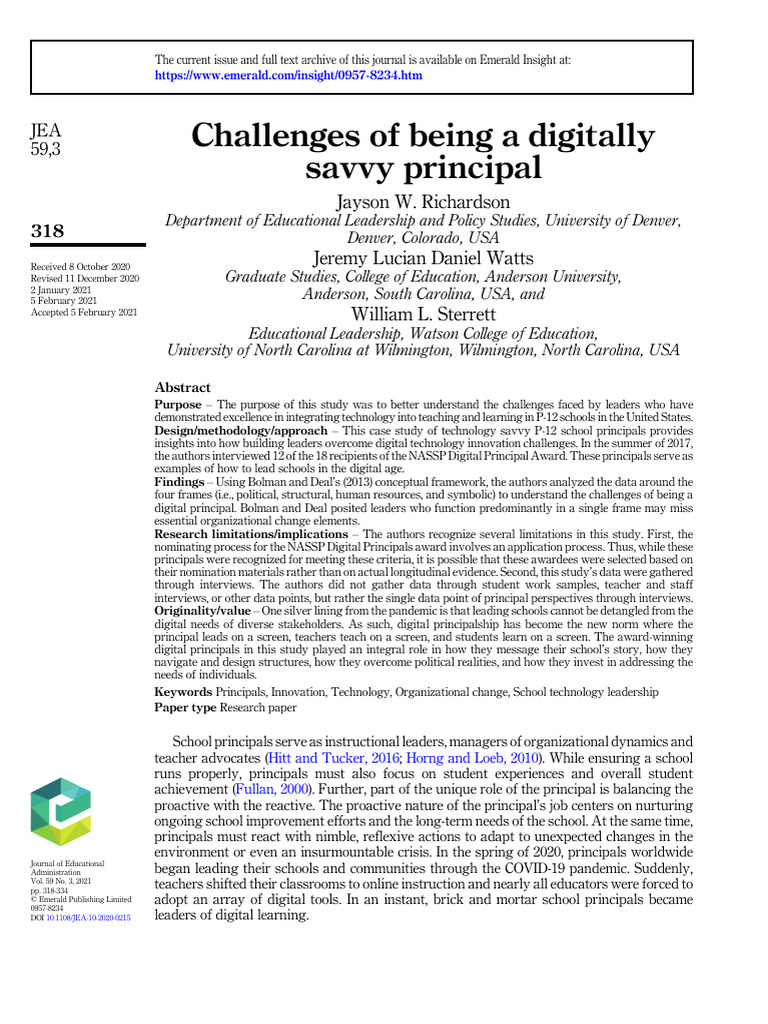 Challenges for Digital School Leaders | PDF | Leadership | Teachers
