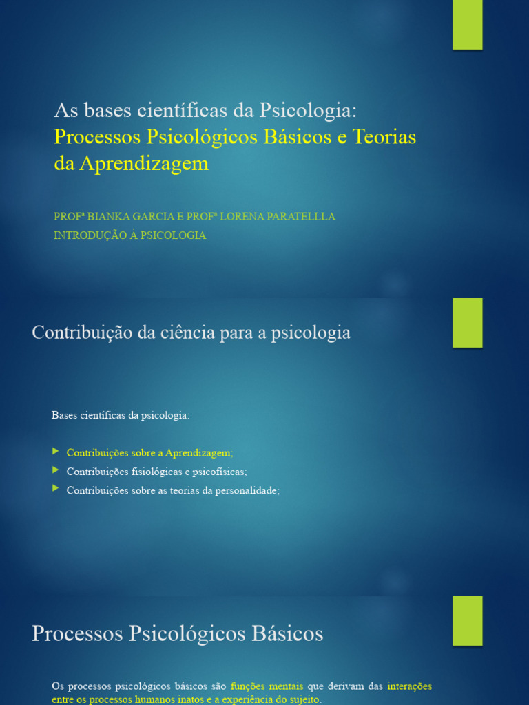 Bases Científicas da Psicologia e Aprendizagem | PDF | Aprendizado ...