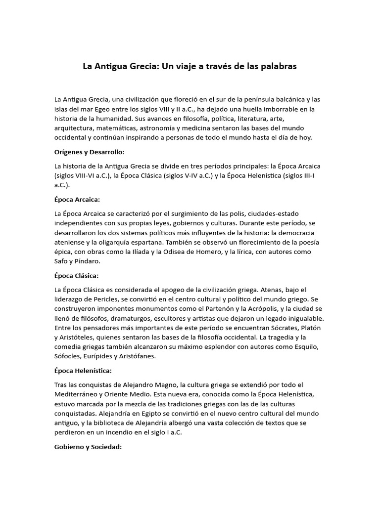 Legado de la Antigua Grecia | PDF | Antigua Grecia | Grecia