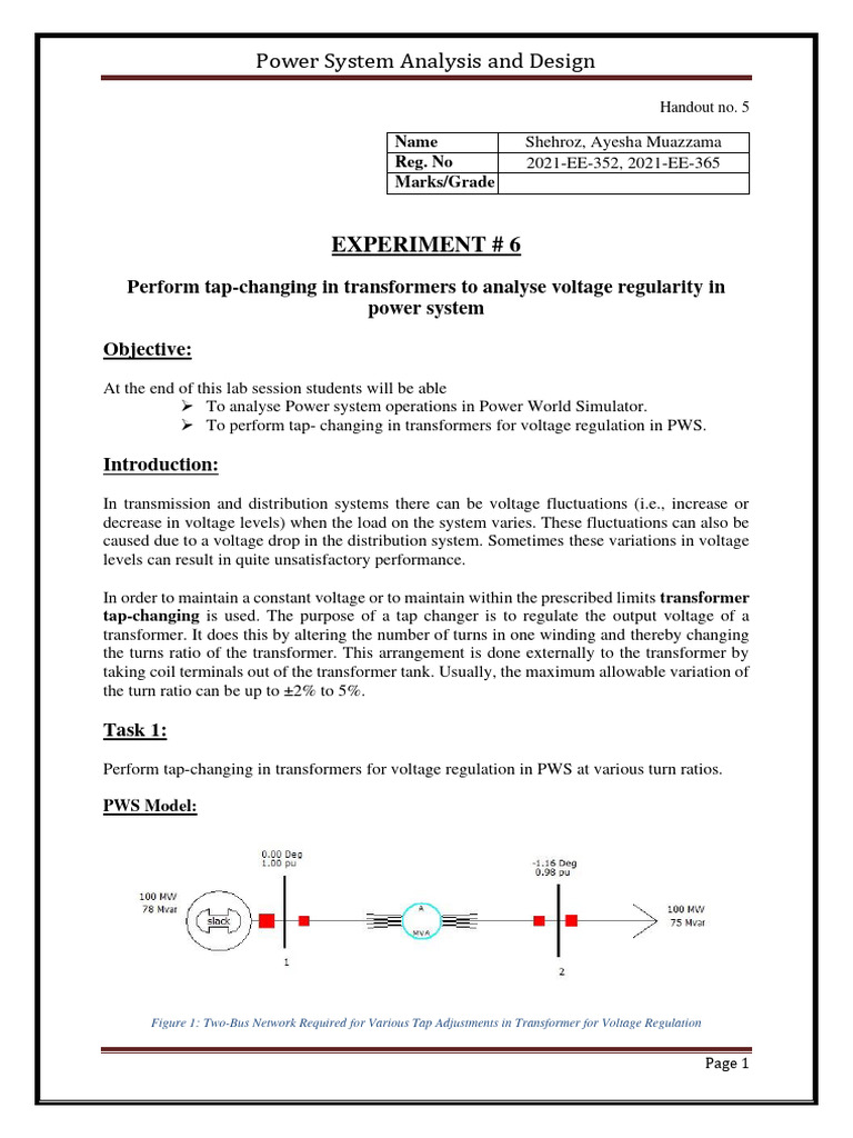 Transformer Tap-Changing for Voltage Regulation | PDF | Transformer ...
