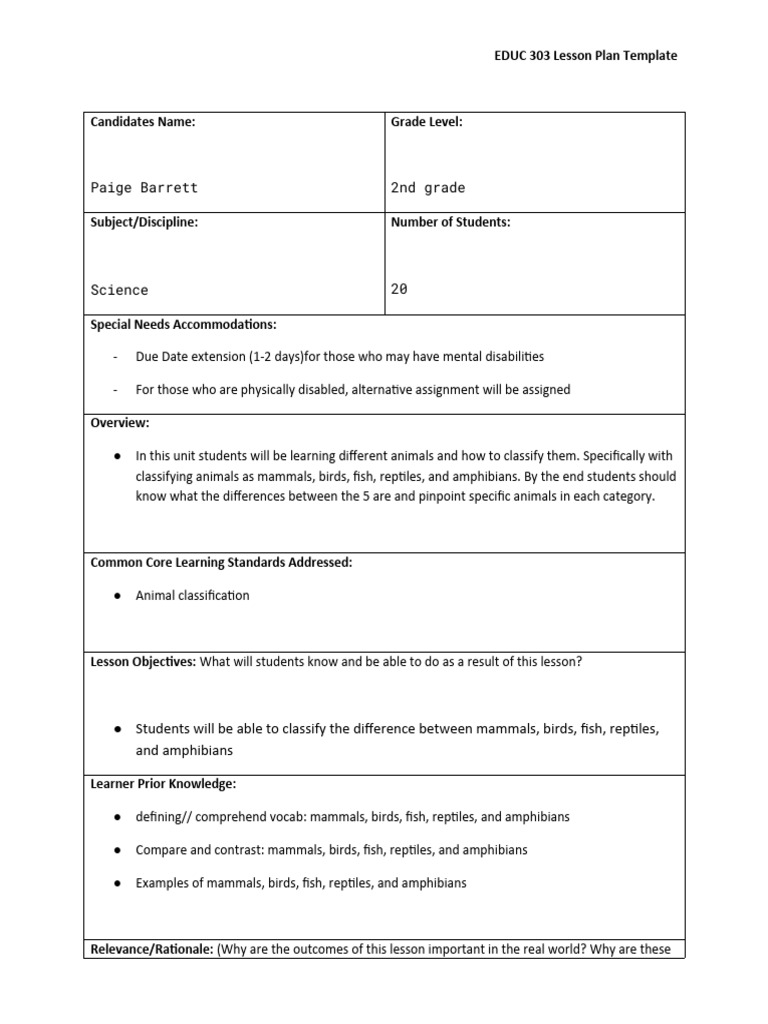 copy of lesson plan template | PDF | Lesson Plan | Learning