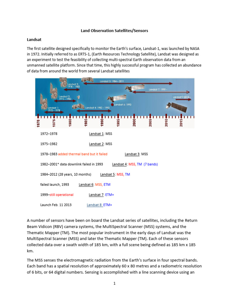 Overview of Earth Observation Satellites | PDF | Satellite Imagery ...