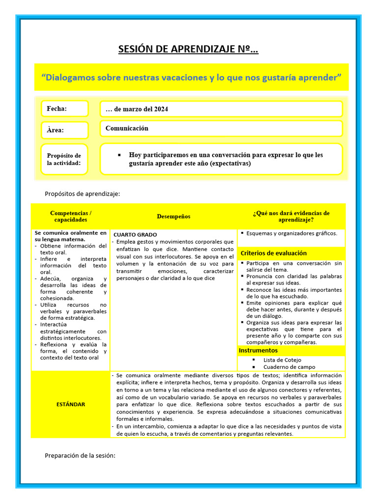 11 de Marzo - Comunicacion - 4 Grado | PDF | Comunicación | Aprendizaje