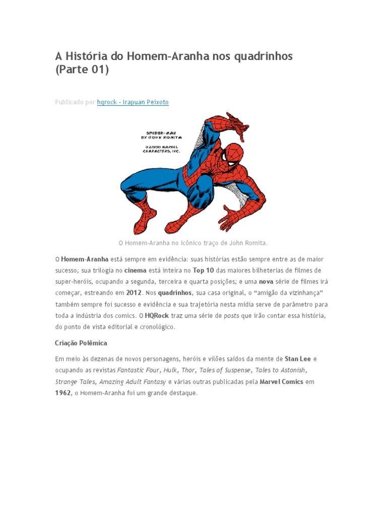 A História Do Homem-Aranha Nos Quadrinhos | PDF | Homem-Aranha | Marvel ...