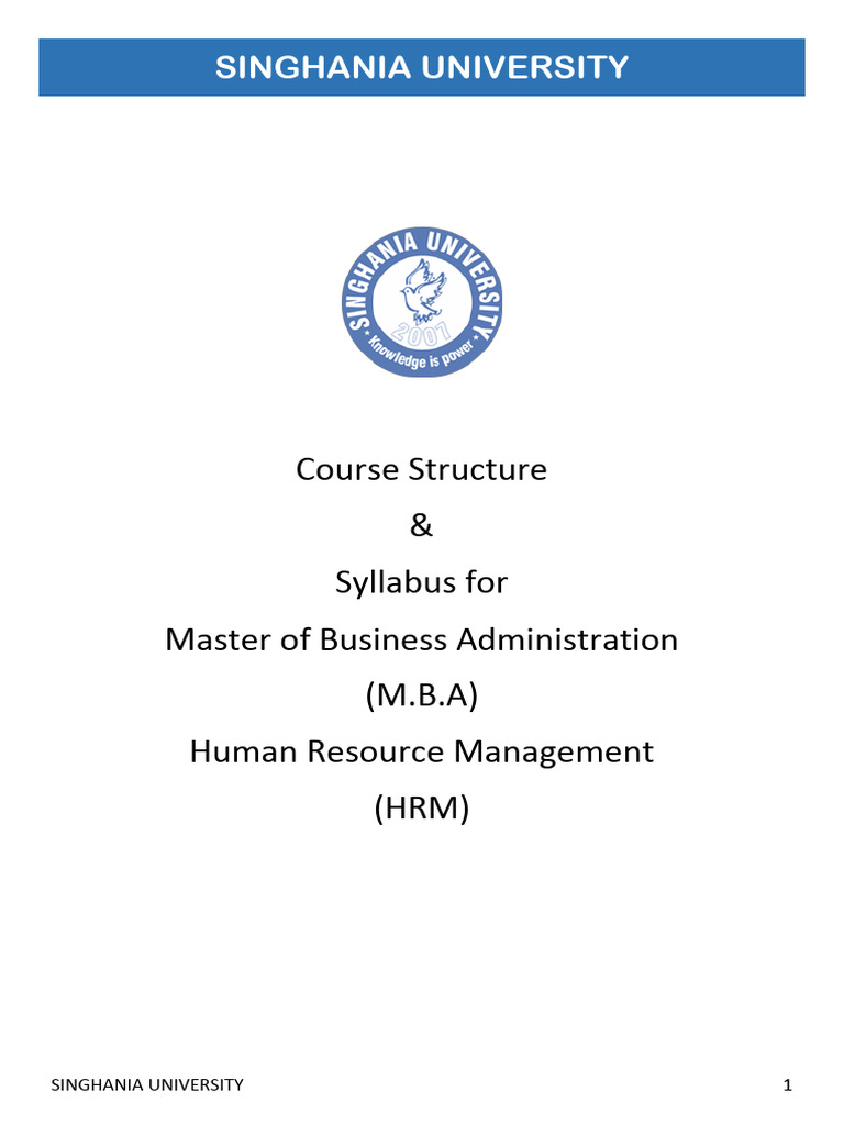 Course Structure & Syllabus For Master of Business Administration (M.B ...