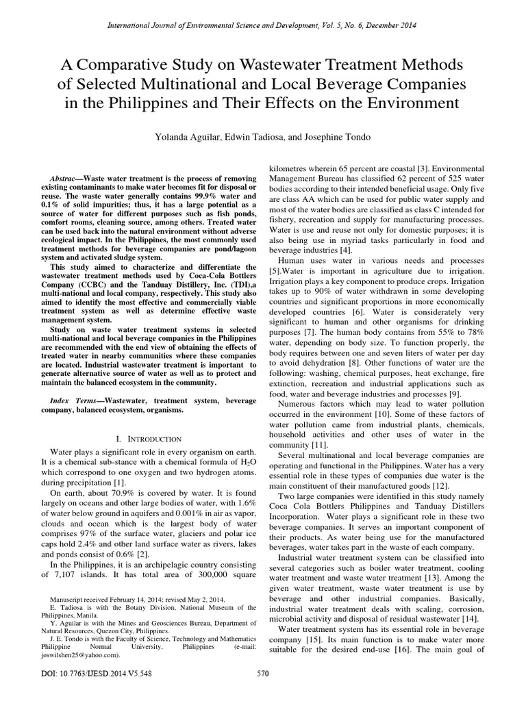 A Comparative Study On Wastewater Treatm | PDF | Water | Sewage Treatment