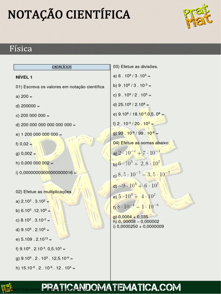 Exercícios de Notação Científica em Física | PDF | Gripe
