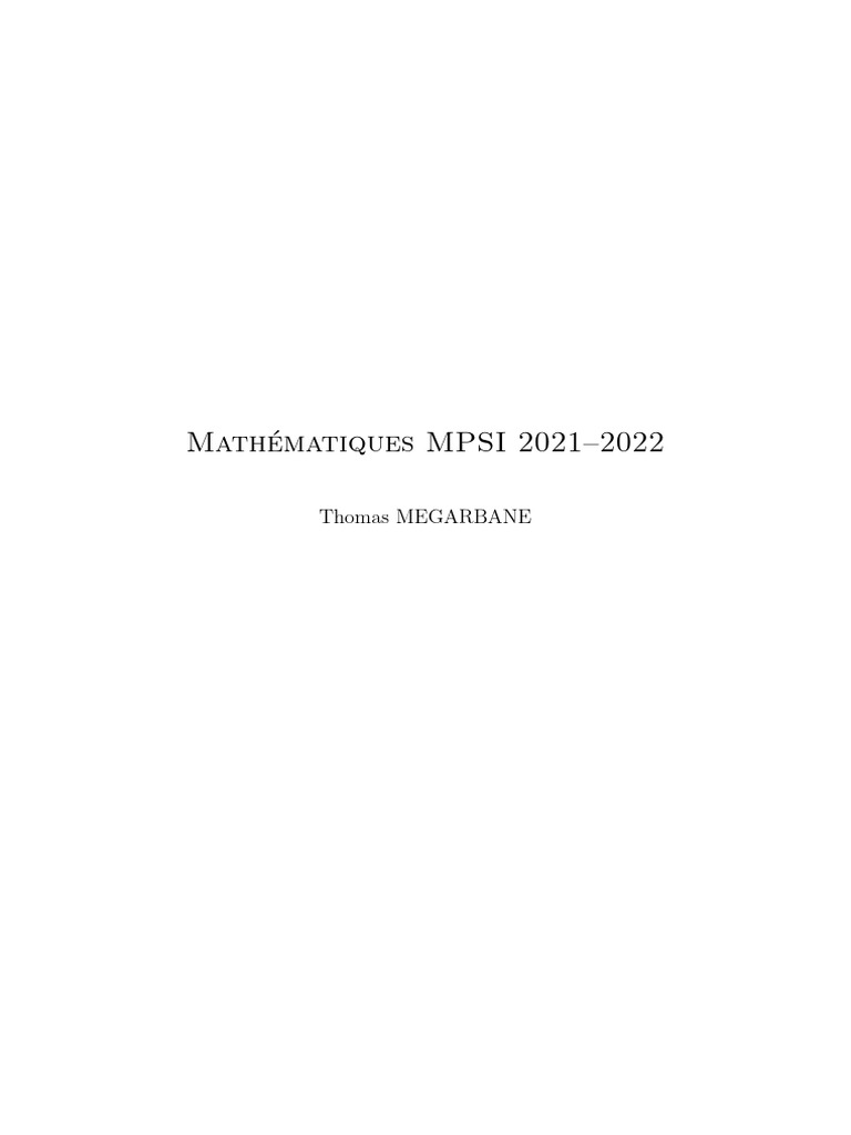 Mathématiques MPSI 2021-2022 : Cours et Exercices | PDF | Algèbre ...