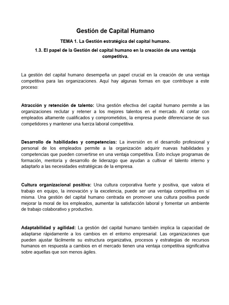 Gestión de Capital Humano 1 | PDF | Gestión de recursos humanos ...
