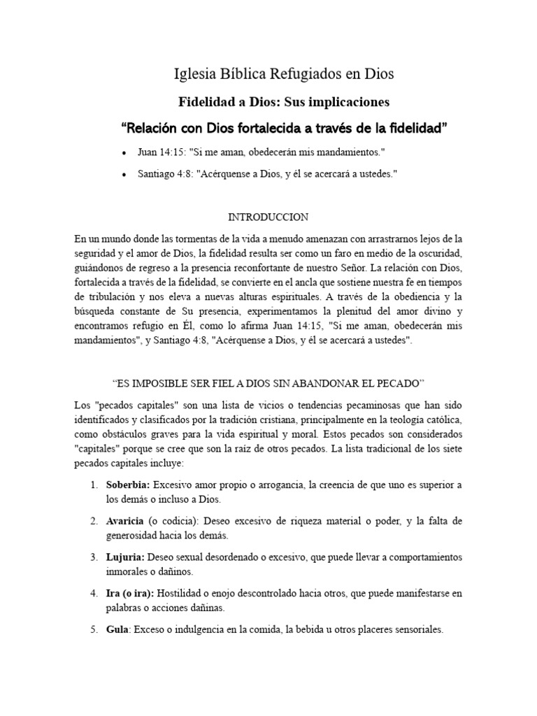 Relación Con Dios Fortalecida A Través de La Fidelidad | PDF | Pecado ...