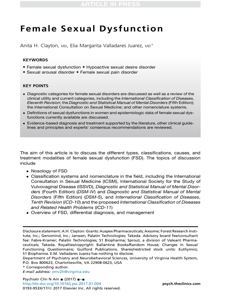 Female Sexual Dysfunction | PDF | Selective Serotonin Reuptake ...