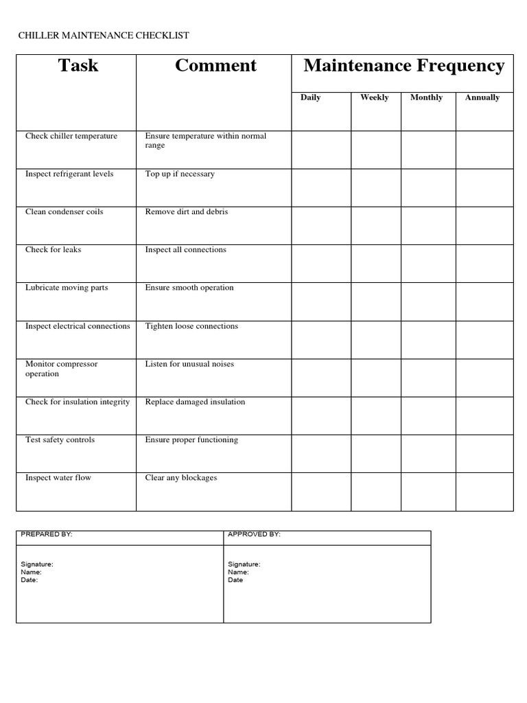 Chiller Maintenance Checklist Guide | PDF