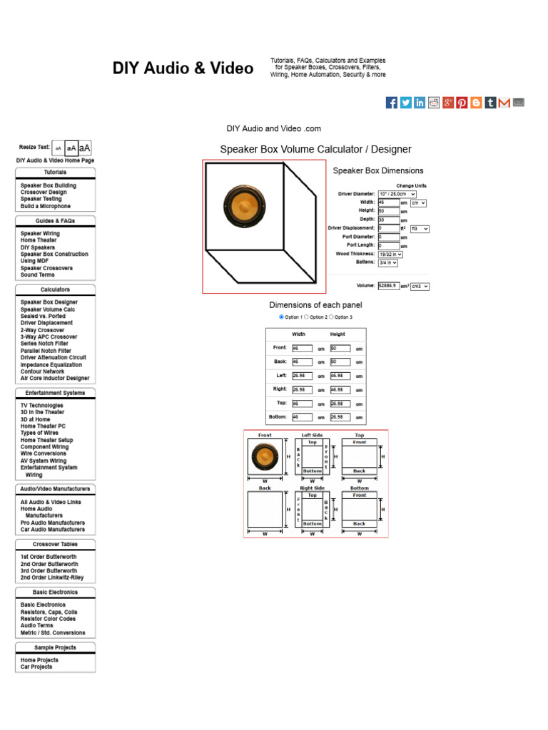 Speaker Box Volume Calculator - 10 Inch 18mm | PDF | Loudspeaker ...