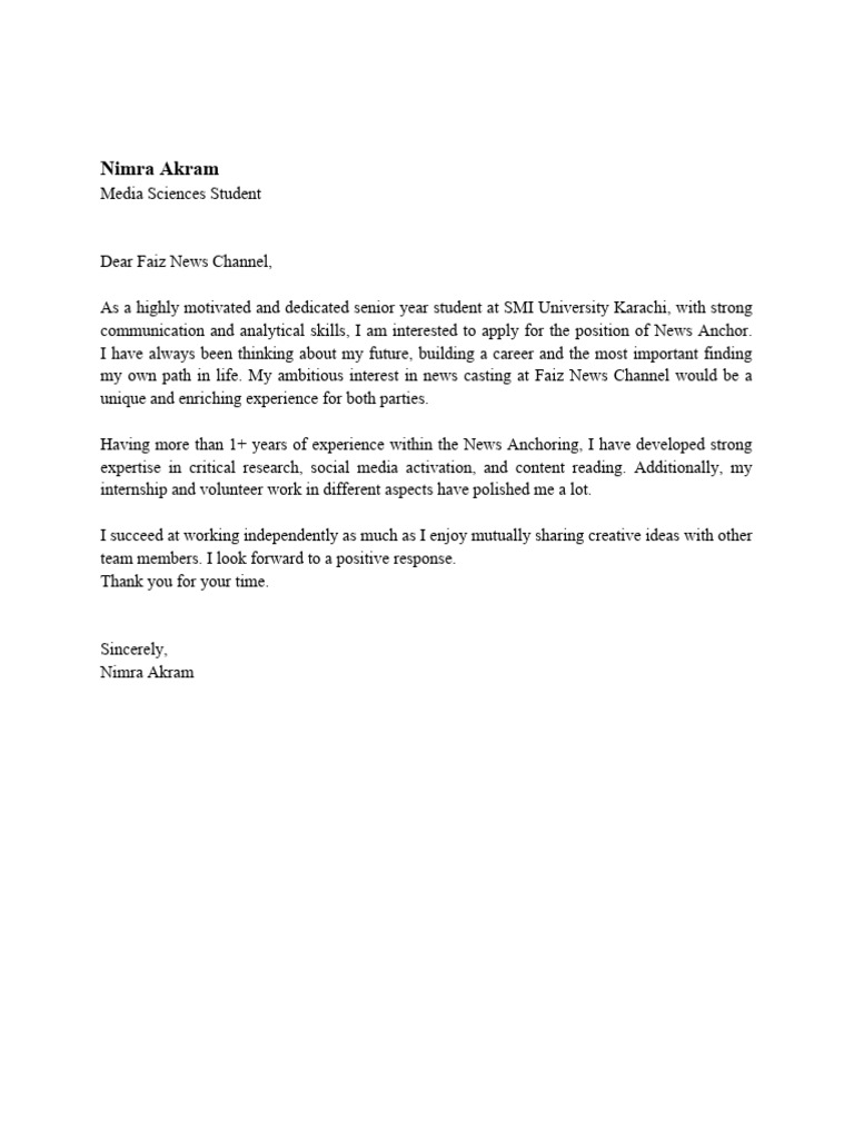 News Anchor Application - Nimra Akram | PDF