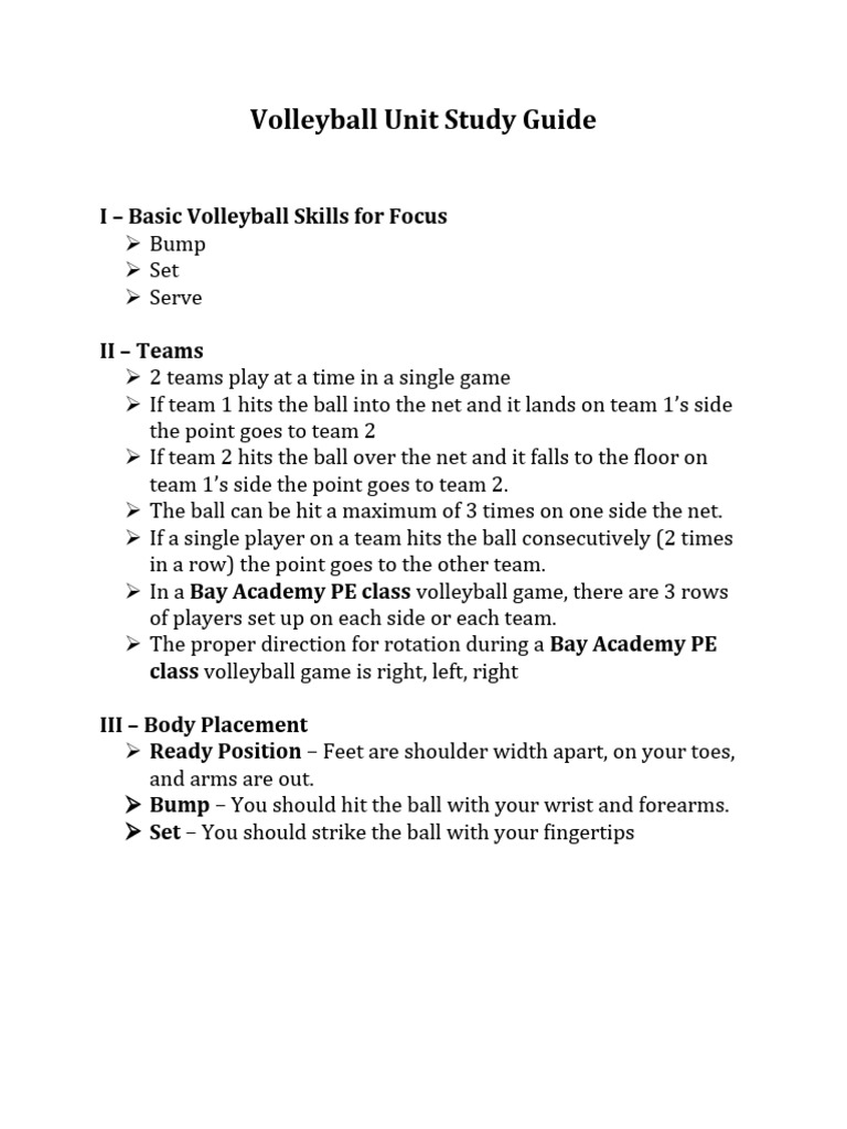 Volleyball Study Guide PDF
