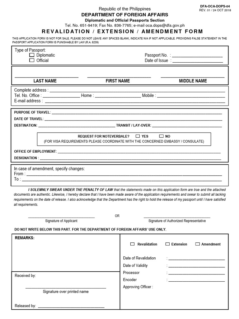DOPS Revalidation Extension Amendment Form Rev24Oct2018 | PDF ...