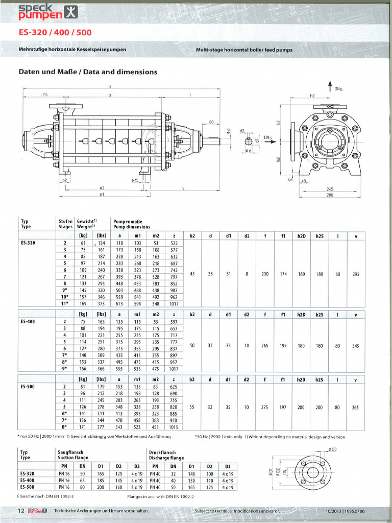 ES320 ES400 ES500 - Pump Dimension | PDF
