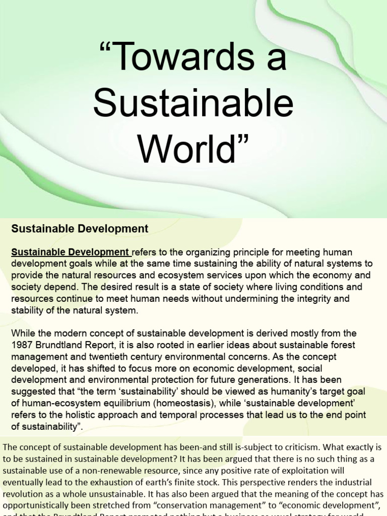 Towards A Sustainable World Pdf Food Security Sustainability