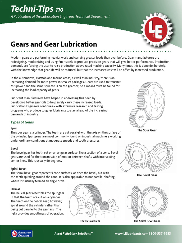 Gears and Gear Lubrication | PDF | Gear | Lubricant