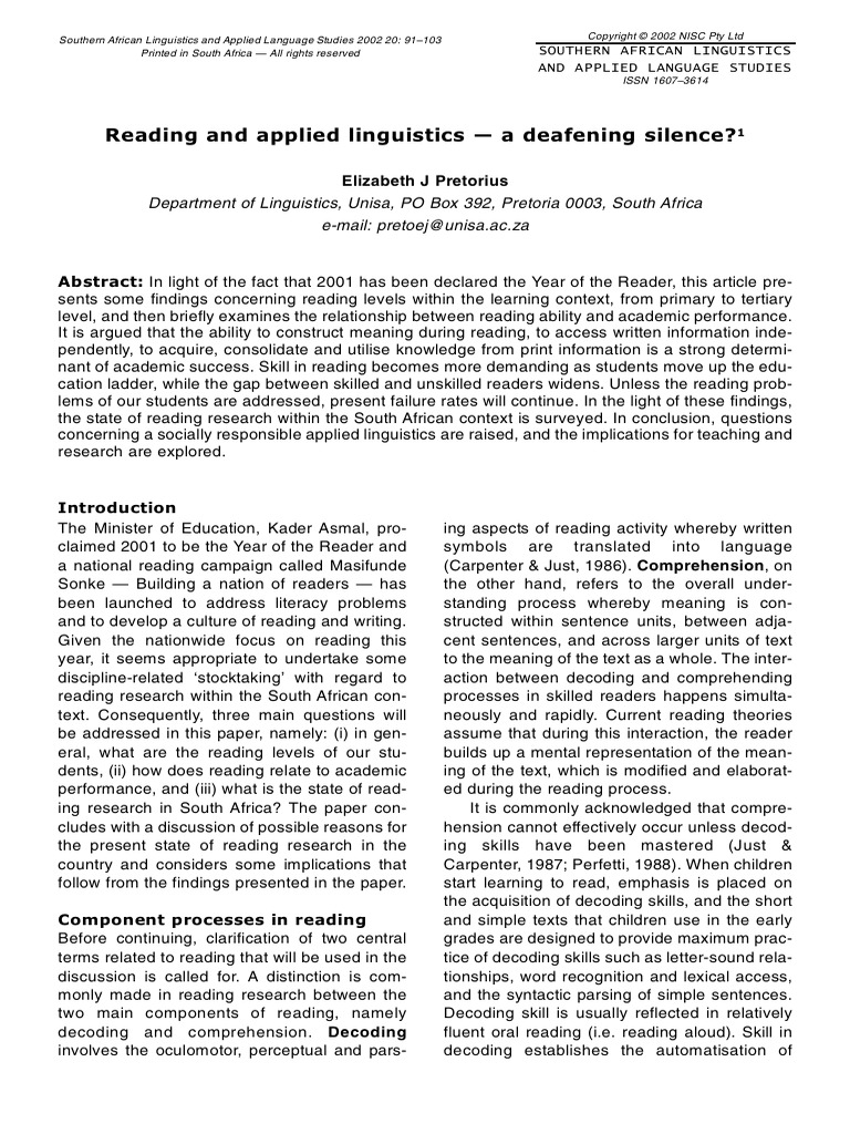 Reading & Applied Linguistics | PDF | Reading Comprehension | English ...