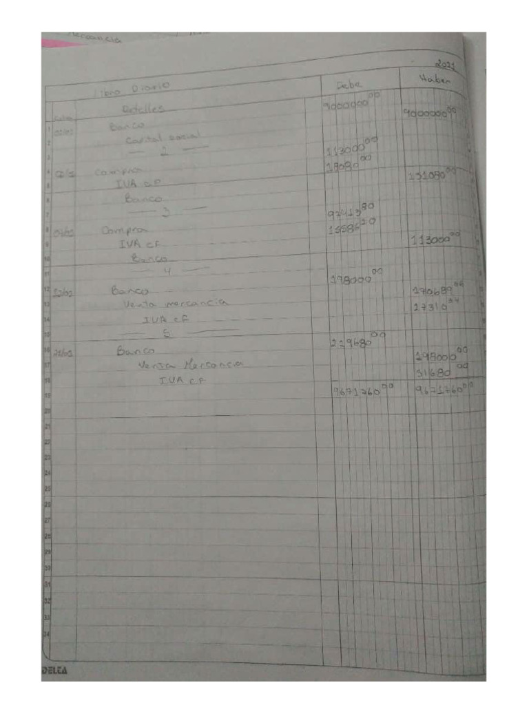 Ejercicio De Contabilidad Pdf