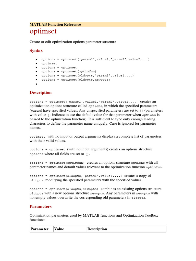 MATLAB Function Reference | PDF | Parameter (Computer Programming ...