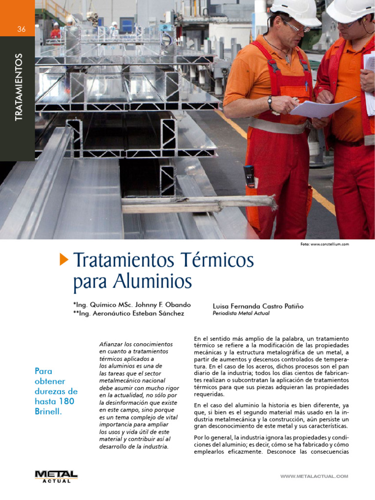 Tratamientos Térmicos del Aluminio | PDF | Tratamiento a base de calor ...