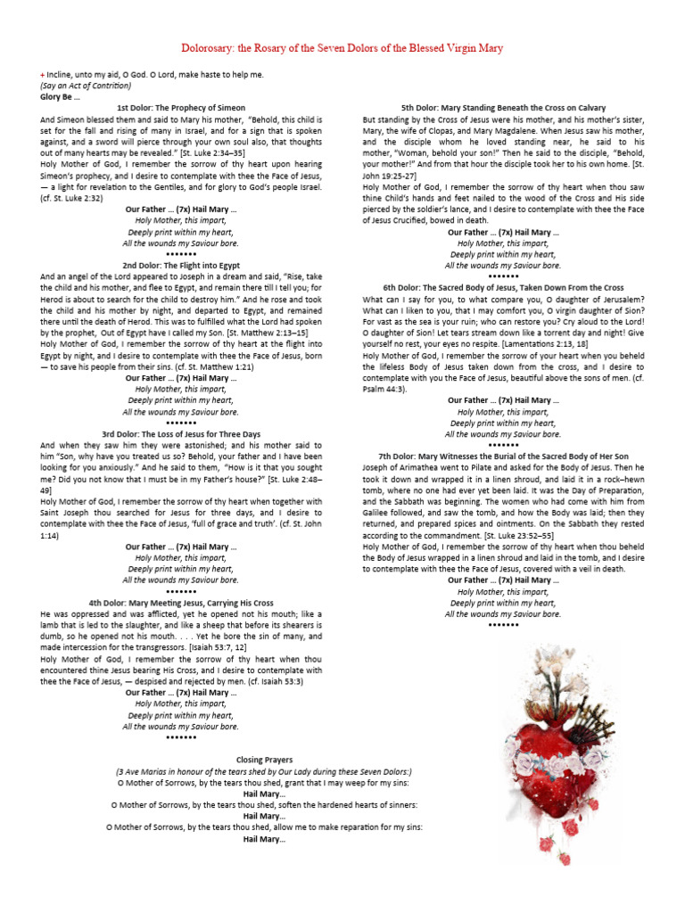Seven Dolors Rosary | Download Free PDF | Jesus | Mary, Mother Of Jesus