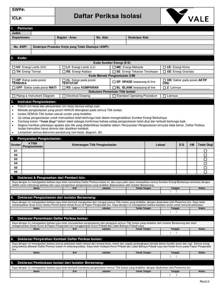Daftar Periksa Isolasi Energi Berbahaya | PDF