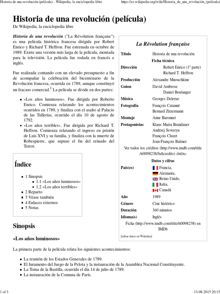 Historia de Una Revolución (Película) Wikipedia, La Enciclopedia