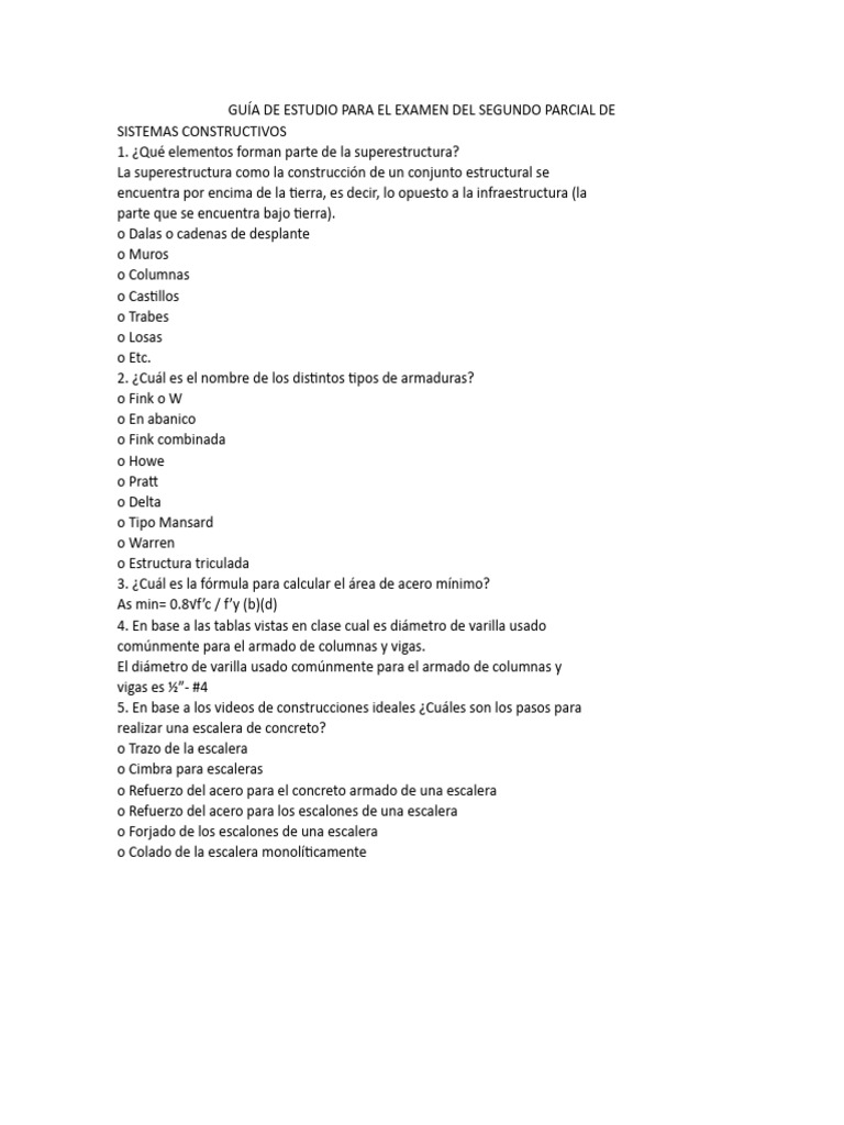 Guía de Estudio para El Examen Del Segundo Parcial de | PDF | Columna ...