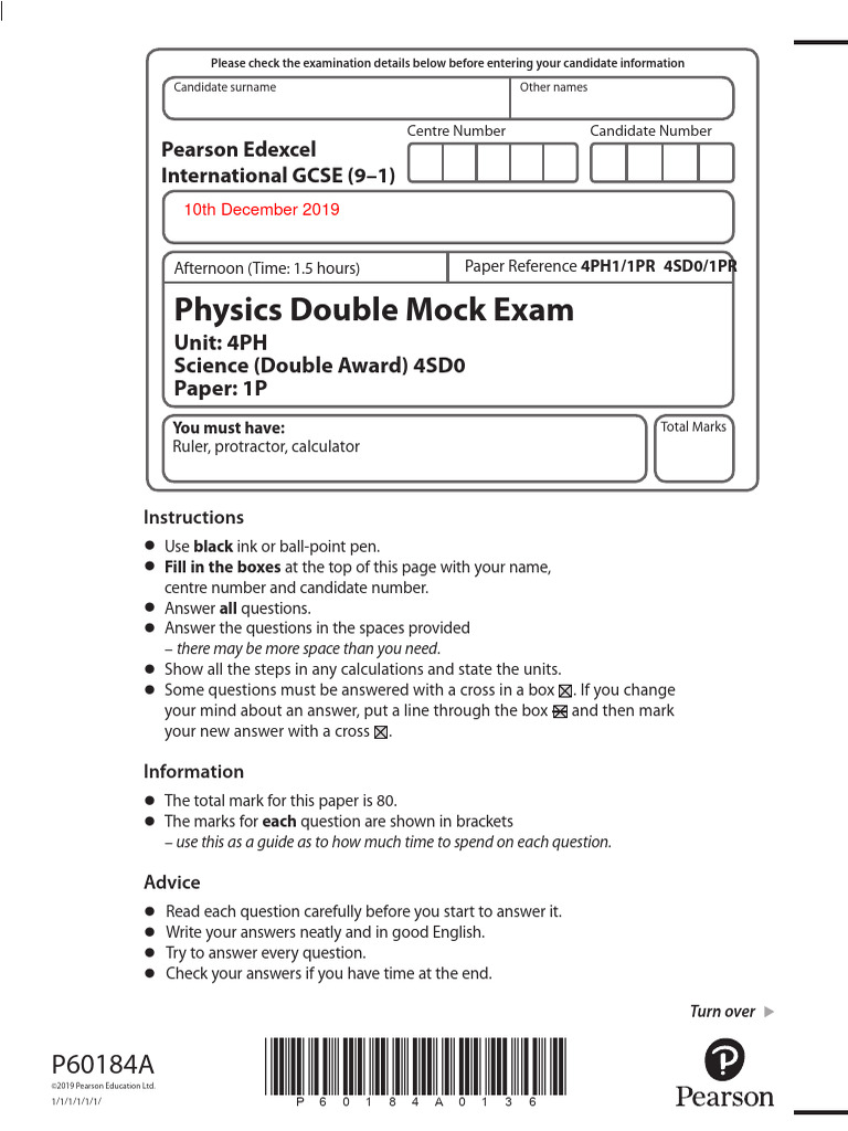 Physics Year 11 DA Mock Dec 2019 | PDF | Mirror | Acceleration