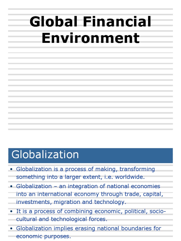 Global Financial Environment Overview | PDF | Financial Markets | Banks