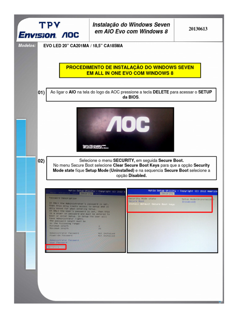Instalação do Windows Seven em AIO Evo | PDF | Computadores
