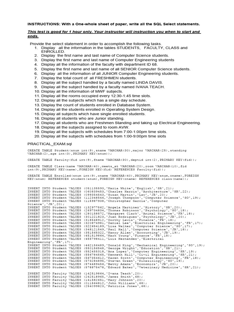 SQL Practical | PDF