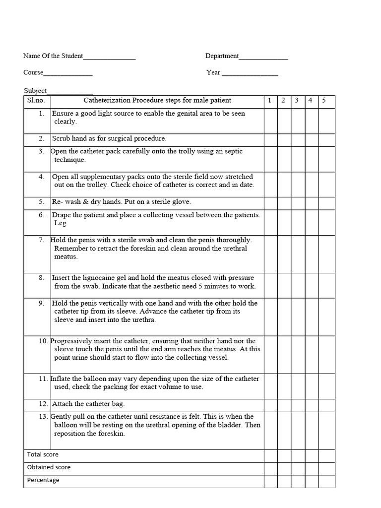 Male Catheterization Procedure Steps | PDF | Catheter | Clinical Medicine