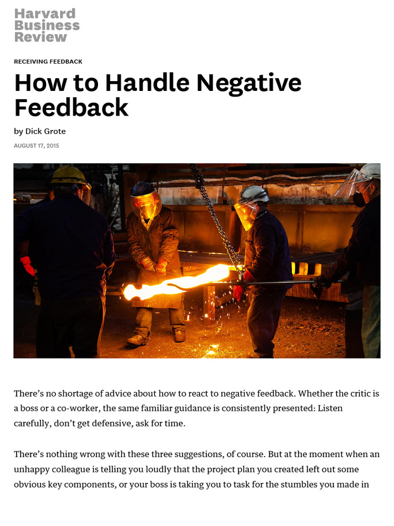 How To Handle Negative Feedback Pdf Cognitive Science