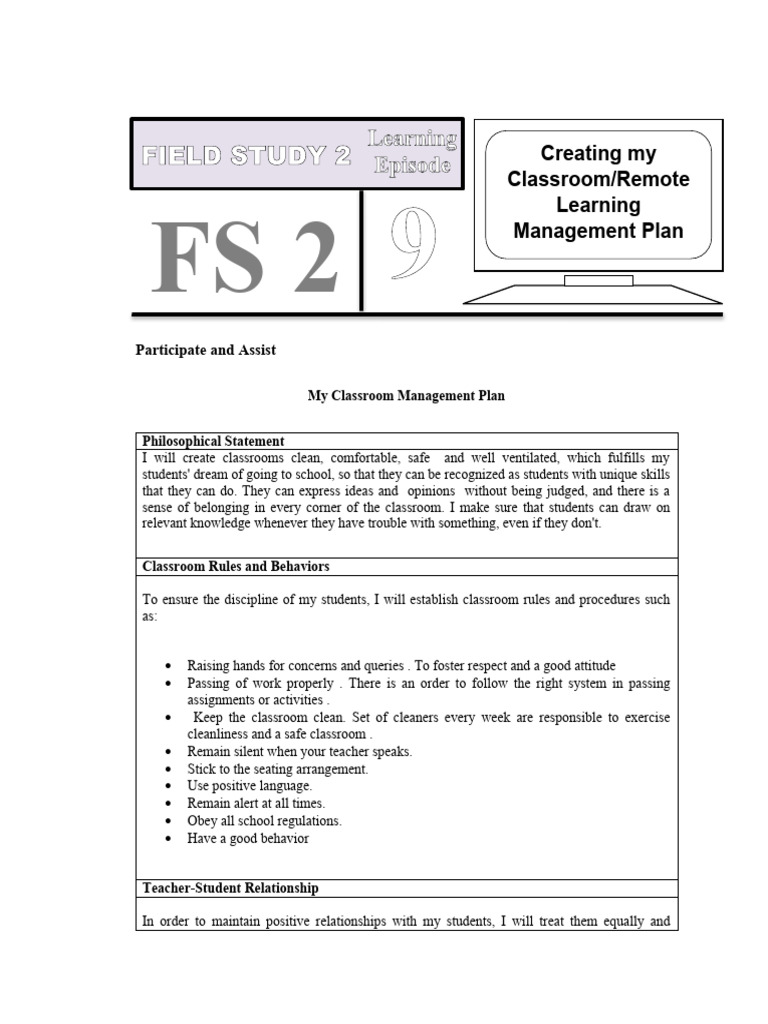 FS2 Frida1234 | PDF | Lesson Plan | Classroom Management