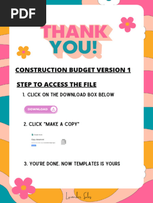 CONSTRUCTION BUDGET GOOGLE SHEET TEMPLATE