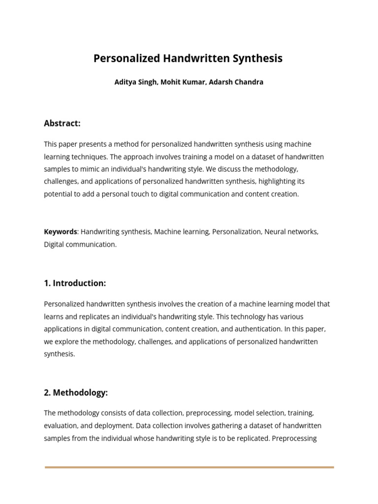 Personalized Handwritten Synthesis Method | PDF | Artificial Neural ...
