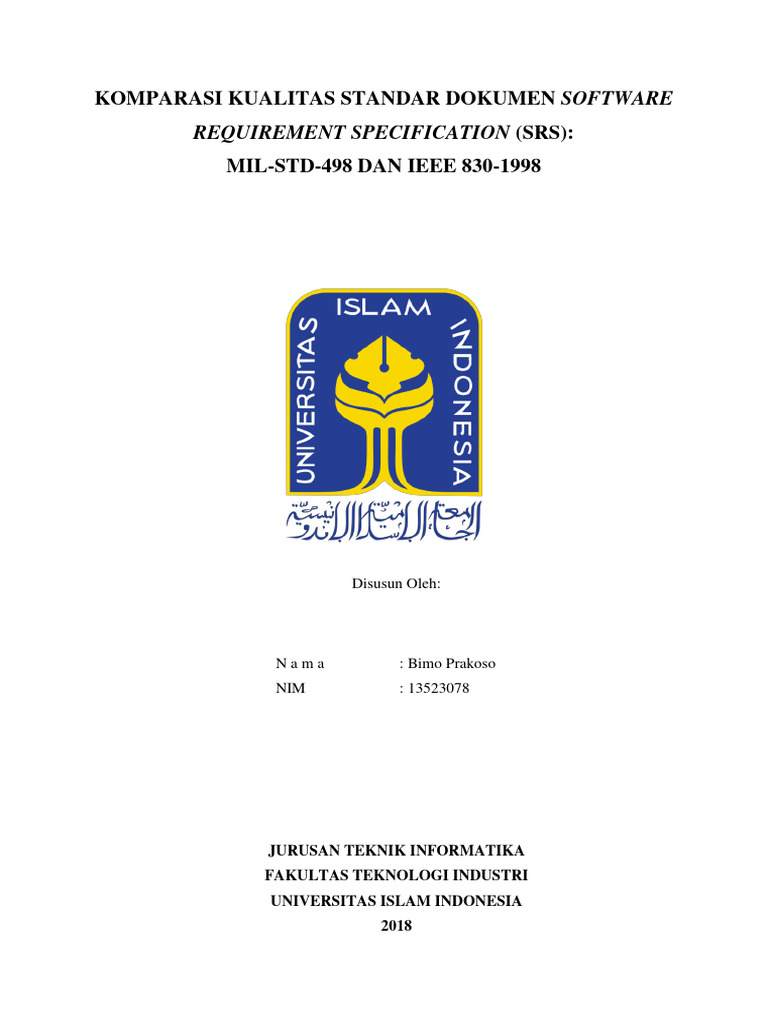 Tugas Akhir Bimo Prakoso Komparasi Standar Kualitas Dokumen SRS MIL-STD ...